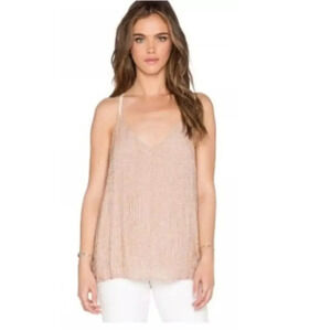 NWT Alice + Olivia Lola Silk Beaded Tank Top Camisole Size Medium color Nude